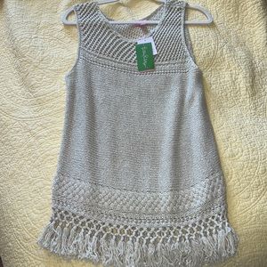 NWT! Gold metallic Lilly Pulitzer top woven with tassels. NEW!